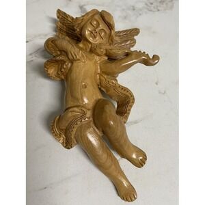 Handcarved‎ Wood Angel Holy Land Handicrafts Bethlehem 6.5"
